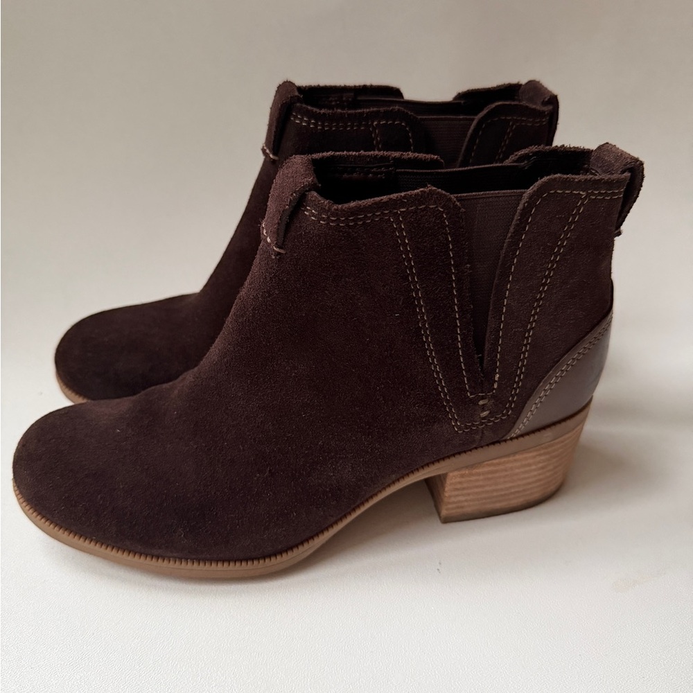 Clarks Dark Brown Suede Ankle Booties